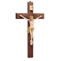 Croce in legno scuro corpo in resina cm. 30