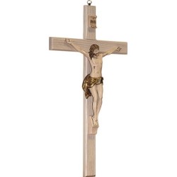 Croce in legno chiaro corpo in resina cm. 30