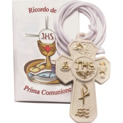 Croce in resina Prima Comunione con cordoncino