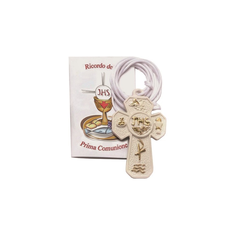 Croce in resina Prima Comunione con cordoncino