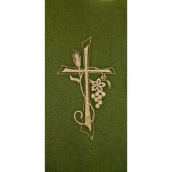 Copriambone ricamo a telaio verde croce spiga e uva