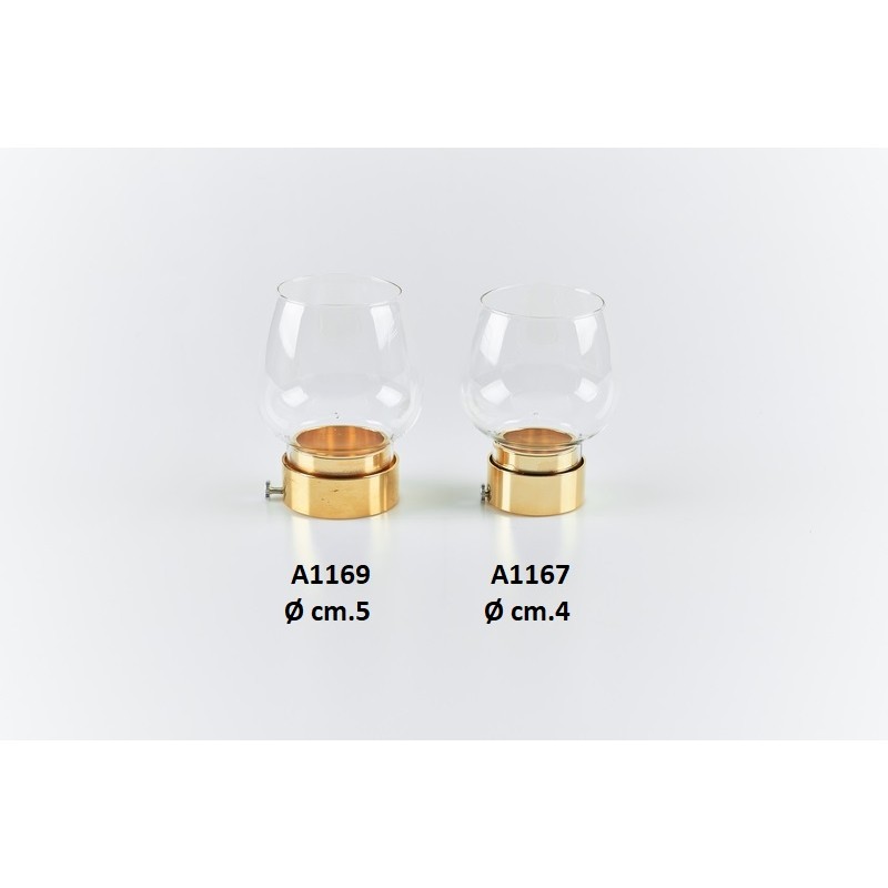 Antivento in vetro Ø cm. 5 oro