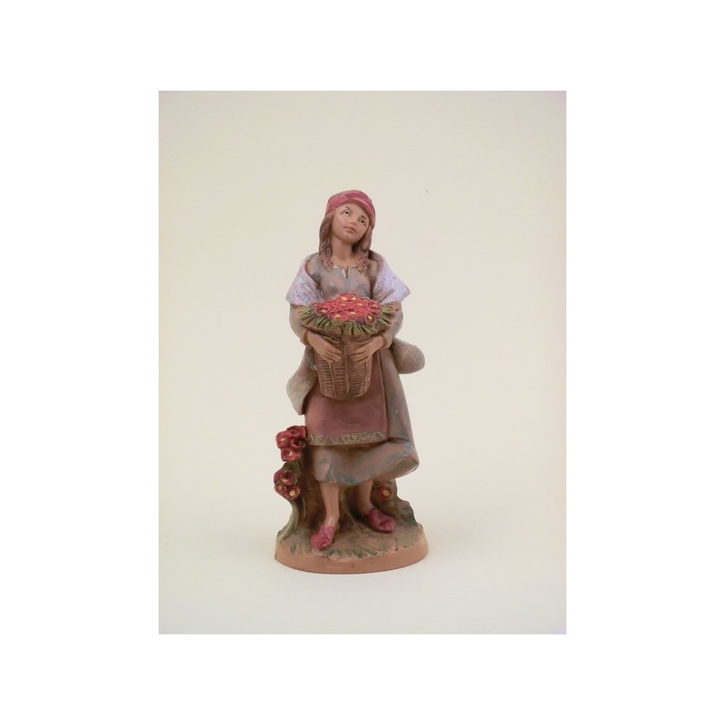 Donna con cesti di fiori cm 12