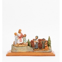 Scena Cristo con i bambini con personaggi cm. 12