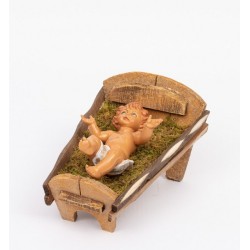 Gesù bambino in culla legno cm 45