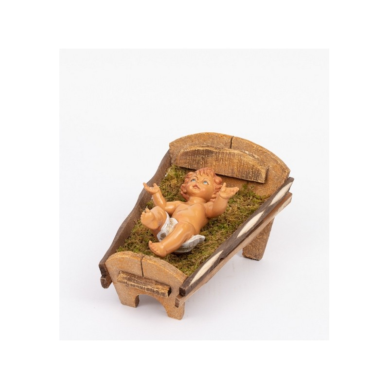 Gesù bambino in culla legno cm 45