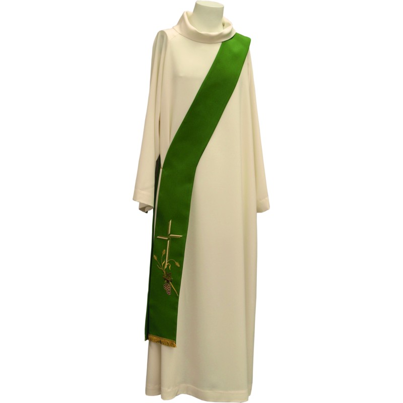 Stola diaconale ricamo croce spiga e uva