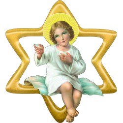 Stella in legno da appendere Gesù Bambino