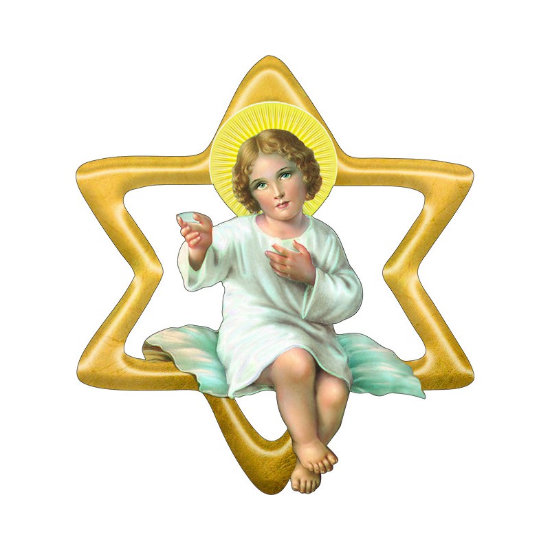 Stella in legno da appendere Gesù Bambino