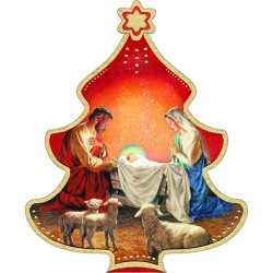 Alberello in legno con Natività da appendere