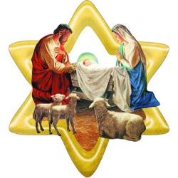 Stella in legno con Natività da appendere