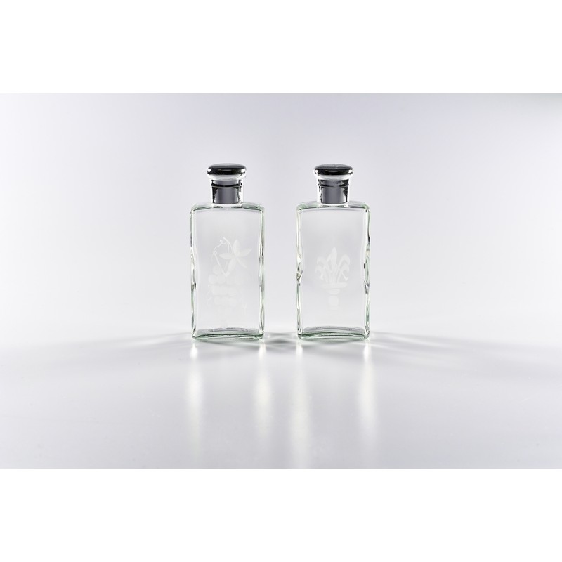 Coppia bottiglie cristallo per acqua e vino