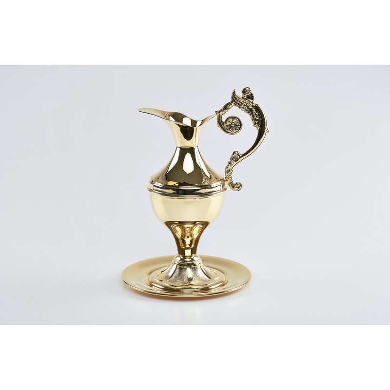 Brocca dorata grande con piattino