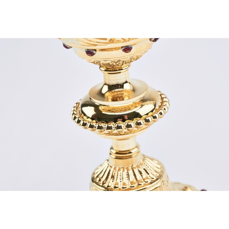 Calice barocco inserti vetro rubino cm. 22