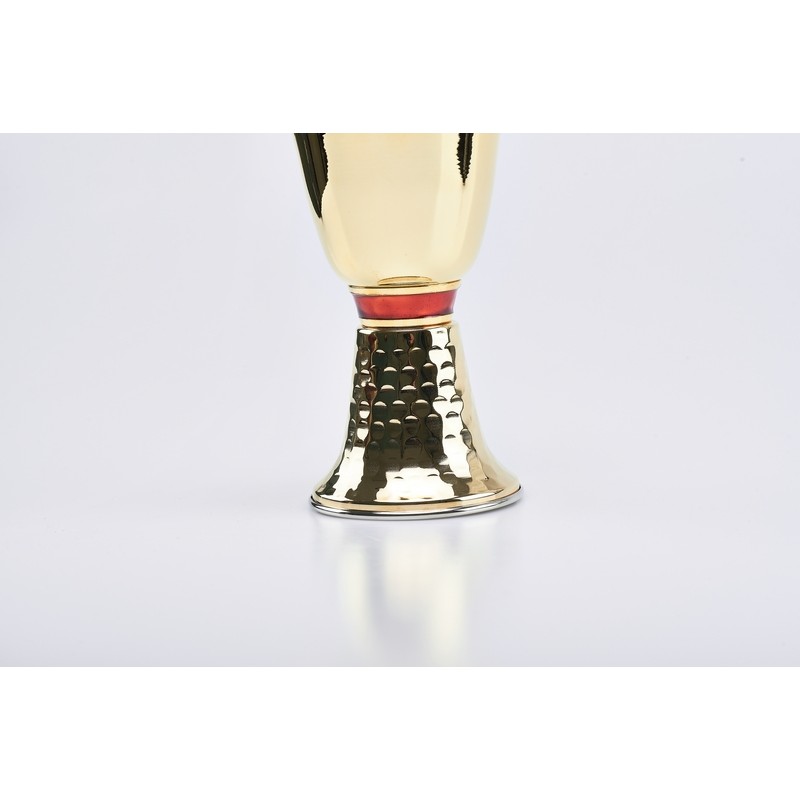Calice ottone orato con anello smaltato cm. 16