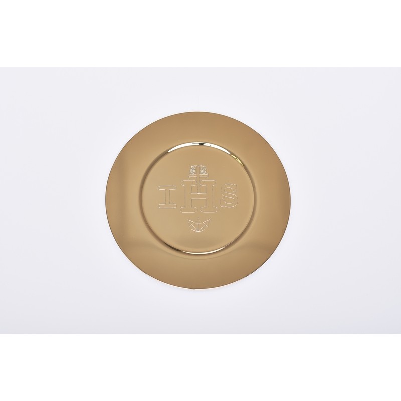 Patena IHS dorata  Ø cm. 15,5