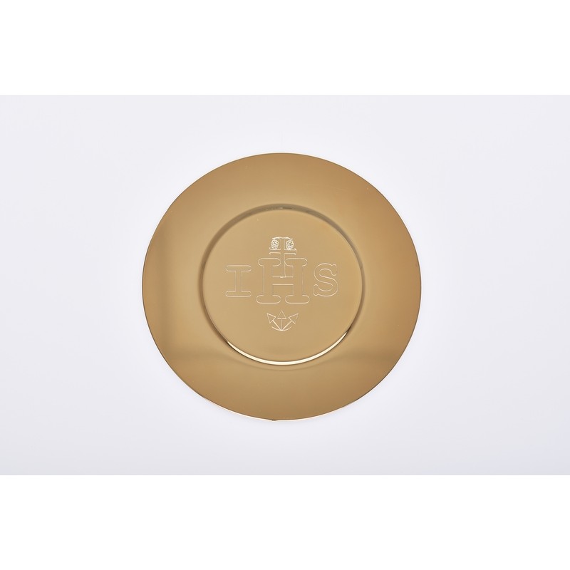 Patena IHS dorata Ø cm. 16,5
