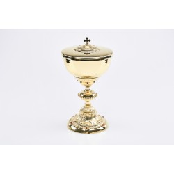 Pisside barocca con inserti vetro rubino cm. 26