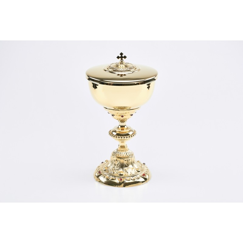 Pisside barocca con inserti vetro rubino cm. 26