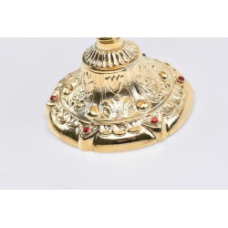 Pisside barocca con inserti vetro rubino cm. 26