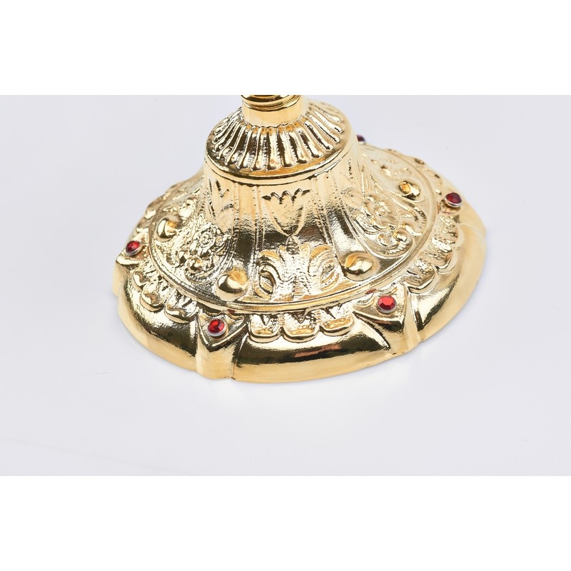 Pisside barocca con inserti vetro rubino cm. 26