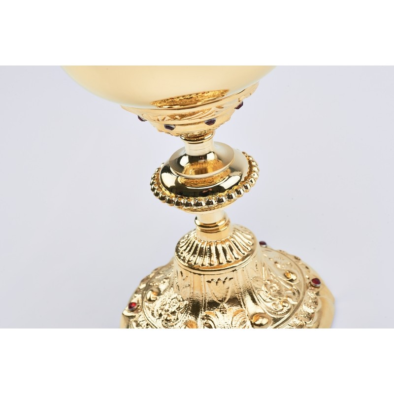 Pisside barocca con inserti vetro rubino cm. 26