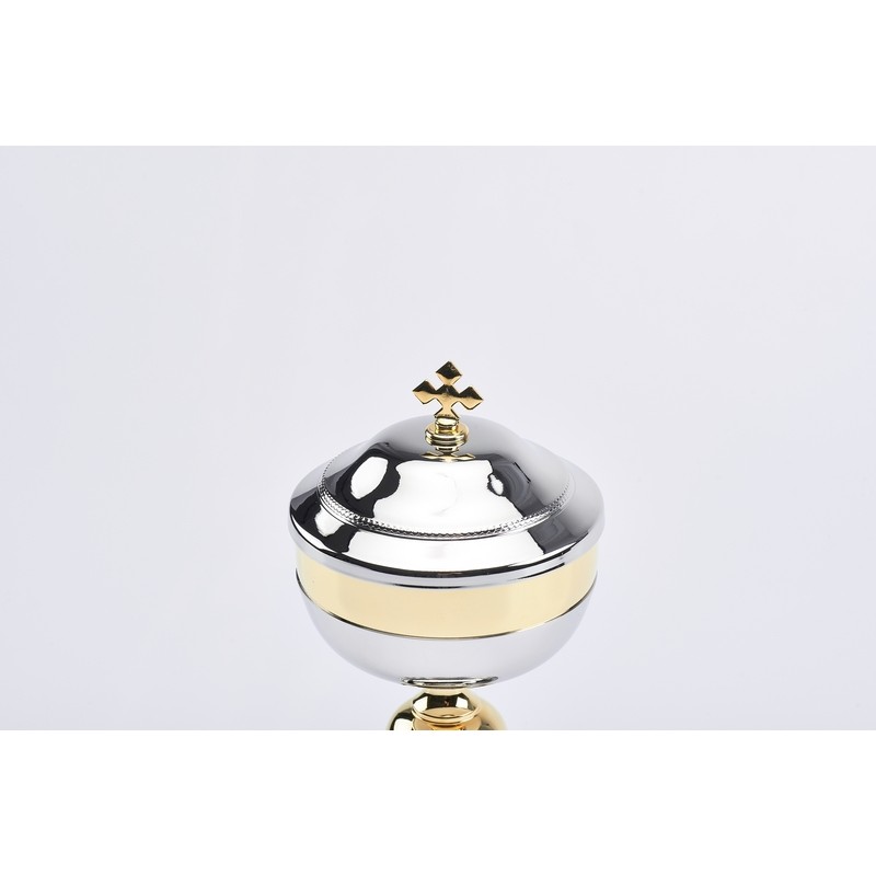 Pisside nikel lucido coppa dorata cm. 19