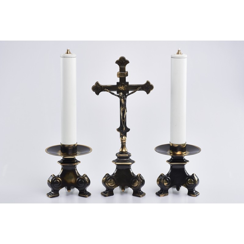 Trittico Barocco completo in ottone anticato