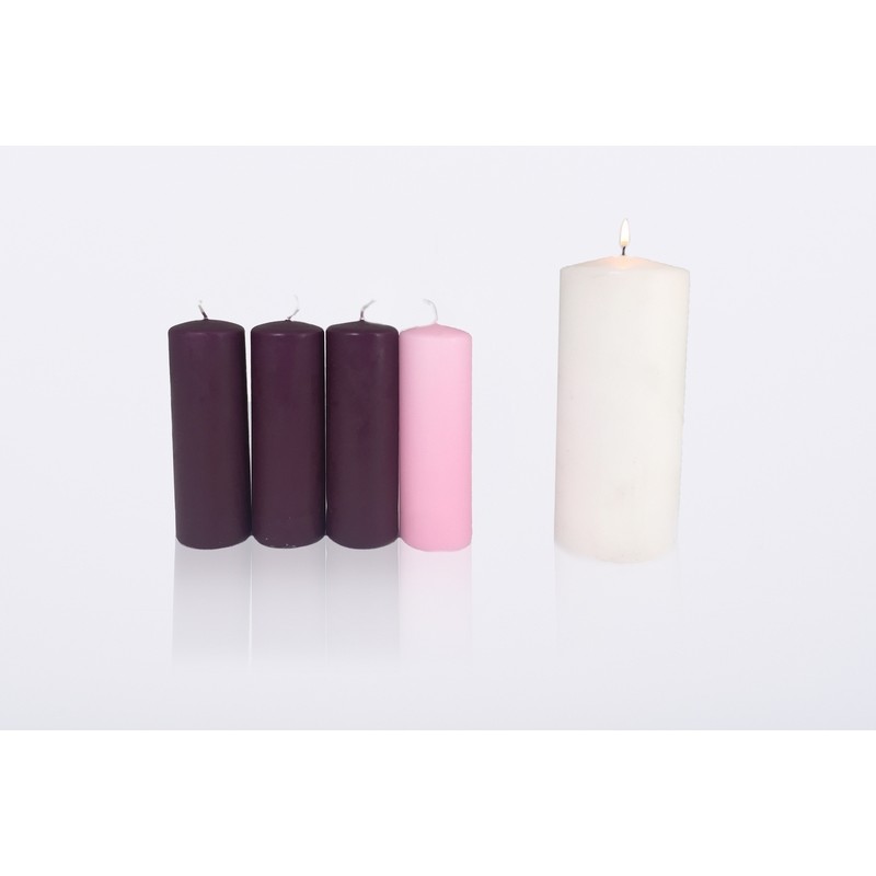 Set 4 candele per candeliere dell'Avvento + candelotto centrale