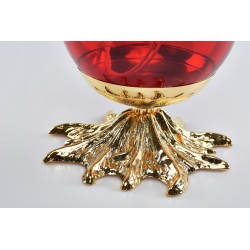 Lampada sfera vetro rosso con base