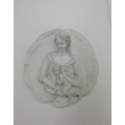 Placca Madonna con Bimbo in Biscuit di Porcellana
