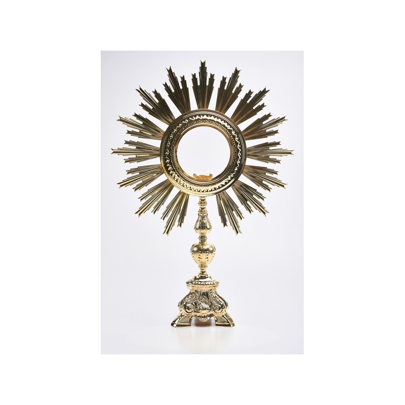 Ostensorio barocco in bronzo/ottone Ostia Magna cm. 64