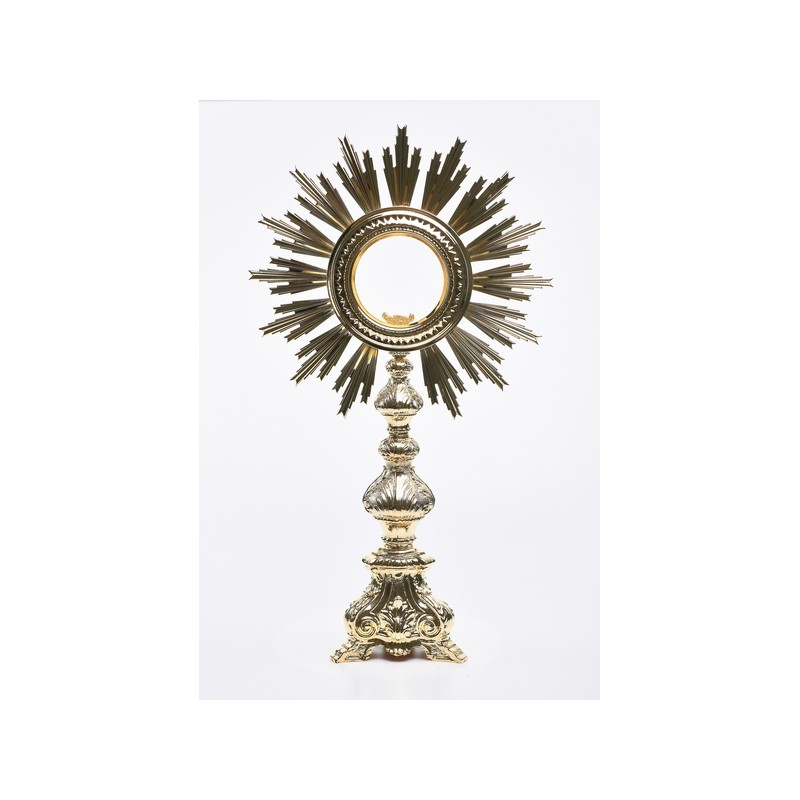 Ostensorio barocco in bronzo/ottone Ostia Magna cm. 77