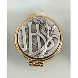 Teca mignon placca peltro IHS grano Ø cm. 4