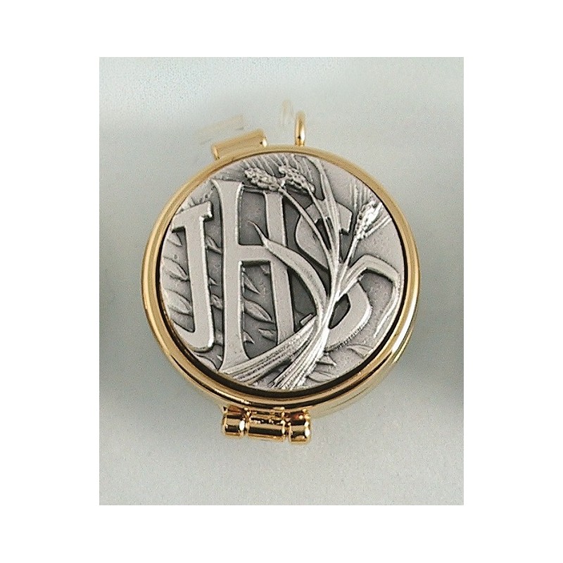 Teca mignon placca peltro IHS grano Ø cm. 4