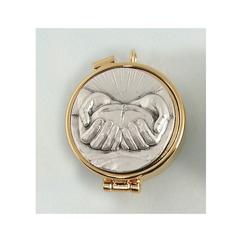 Teca mignon placca peltro Pane Mani Ø cm. 4