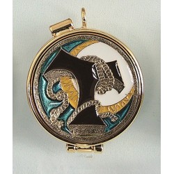 Teca mignon placca smalti Croce Tau Ø cm. 4