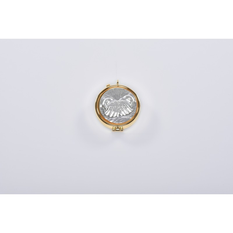 Teca placca  peltro Ecce Homo Ø cm. 5,4