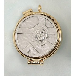 Teca placca  peltro Ecce Homo Ø cm. 5,4