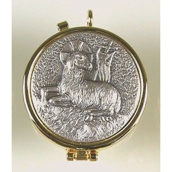 Teca placca peltro Agnello