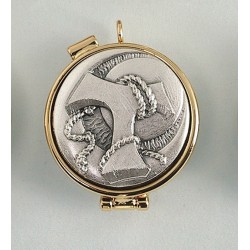 Teca placca peltro Croce Tau Ø cm. 5,4