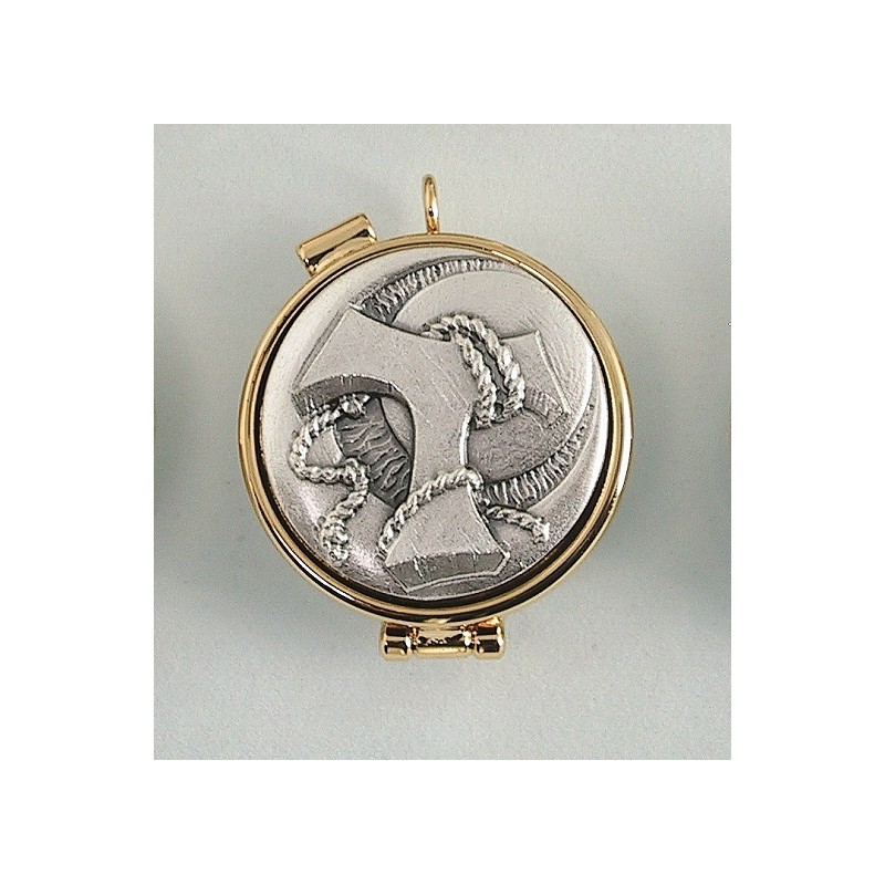 Teca placca peltro Croce Tau Ø cm. 5,4