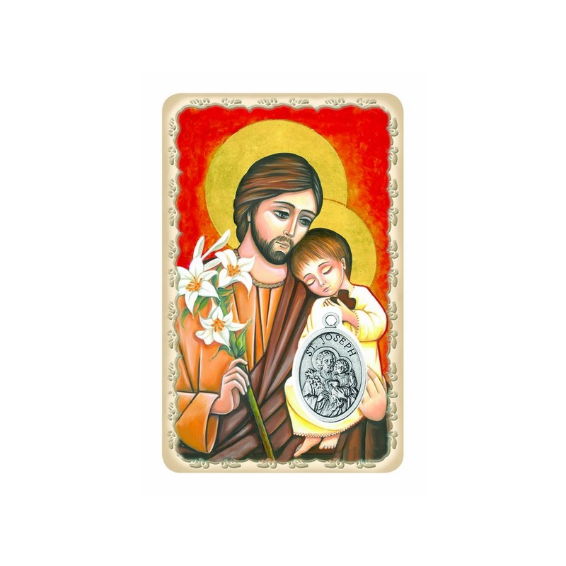 Pvc con medaglia e preghiera di S. Giuseppe