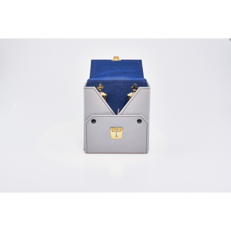 Astuccio con 2 vasetti per oli santi con interno in vetro