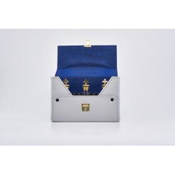 Astuccio con 3 fiaschetta per oli santi con tappo a vite su vassoio