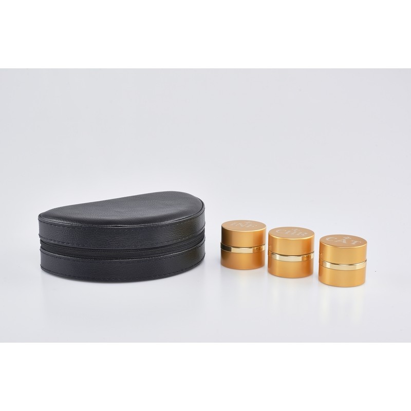 Astuccio con tre vasetti oli santi alluminio