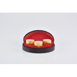 Astuccio con tre vasetti oli santi alluminio