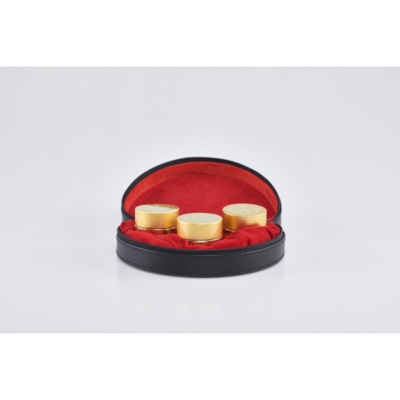 Astuccio con tre vasetti oli santi alluminio