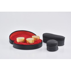 Astuccio con tre vasetti oli santi alluminio
