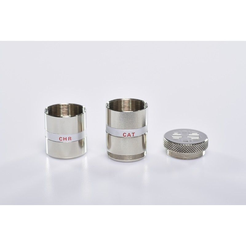 Vasetto doppio a colonna in metallo per oli santi